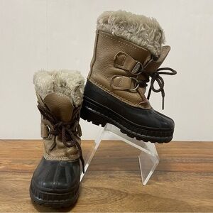 Sorel Ram Tan‎ Black Winter Snow Boots Kids Toddler sz 7 Outdoor Adventure